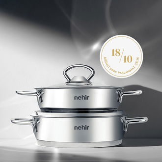 Nehir Silver Paslanmaz Çelik Sahan Seti - Gri - 18 cm + 20 cm