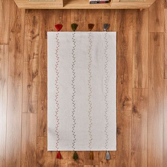 Evidea Soft Püsküllü Kilim - Ekru - 80x150 cm