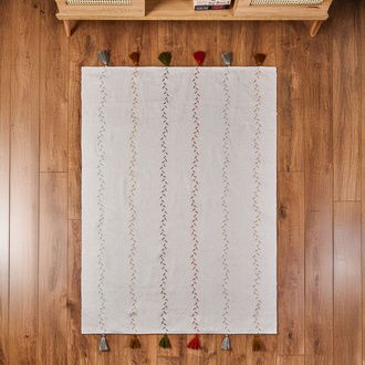Evidea Soft Püsküllü Kilim - Ekru - 120x180 cm